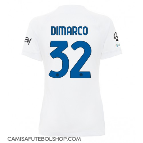 Camisa de time de futebol Inter Milan Federico Dimarco #32 Replicas 2º Equipamento Feminina 2023-24 Manga Curta